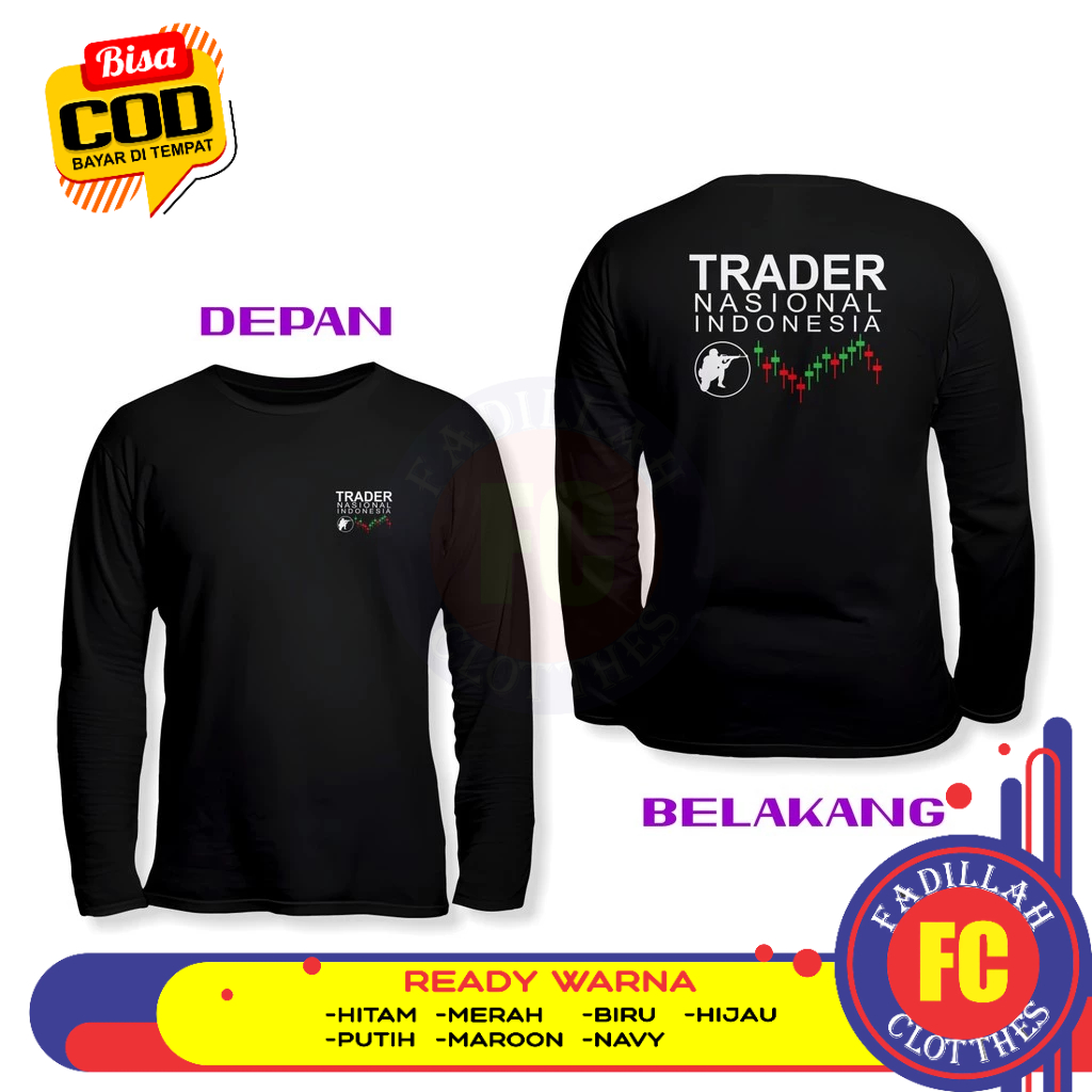 Baju Kaos Trading Forex Trader Nasional Indonesia Sniper Candle Stick DB Lengan Panjang Kaos Distro