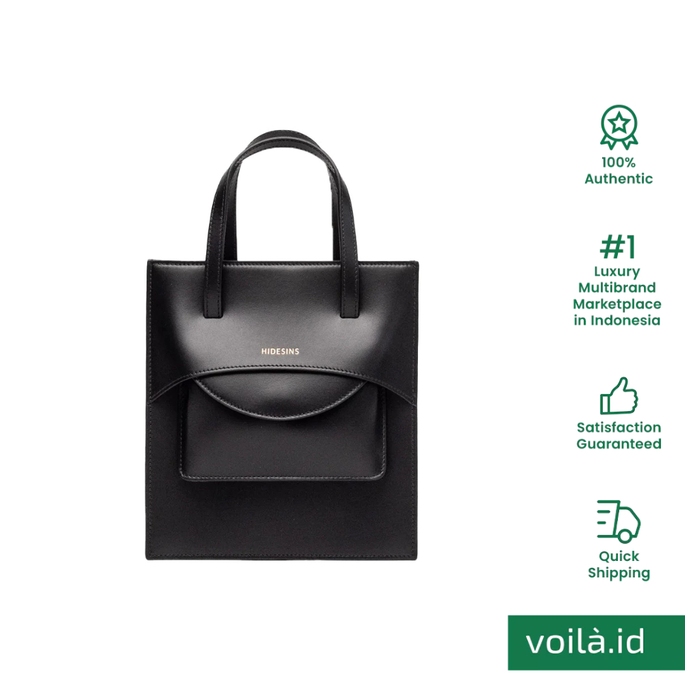 Flap J Leather Tote Bag Black