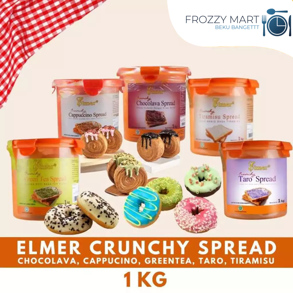 

ELMER Spread Crunchy 1kg – Choco Lava, Cappuccino, Green Tea, Taro, Tiramisu | Selai Premium