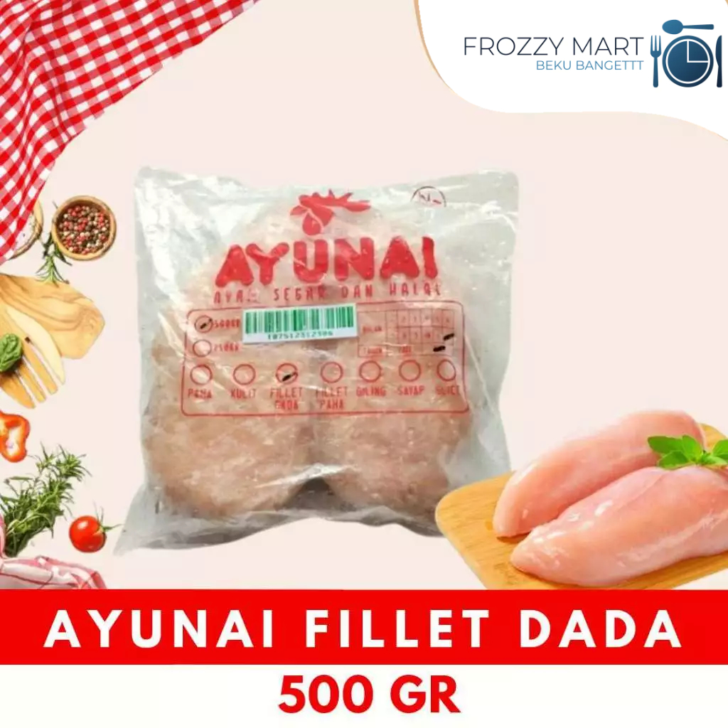

AYUNAI Fillet Dada Ayam 500gr – Daging Ayam Tanpa Tulang Frozen Siap Masak