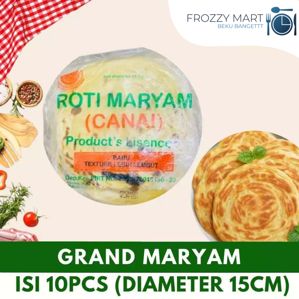 

Grand Roti Maryam Frozen Isi 10 Pcs | Diameter 15cm | Roti Siap Goreng