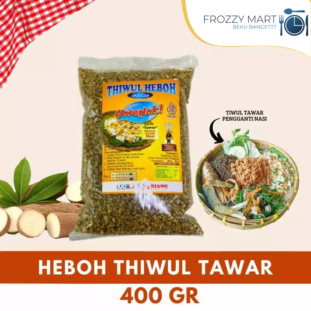 

HEBOH 400 g – Gathot, Gerit Jagung & 4 Varian Thiwul (Gula Merah, Manis, Pandan, Tawar) Jadoel Jajan