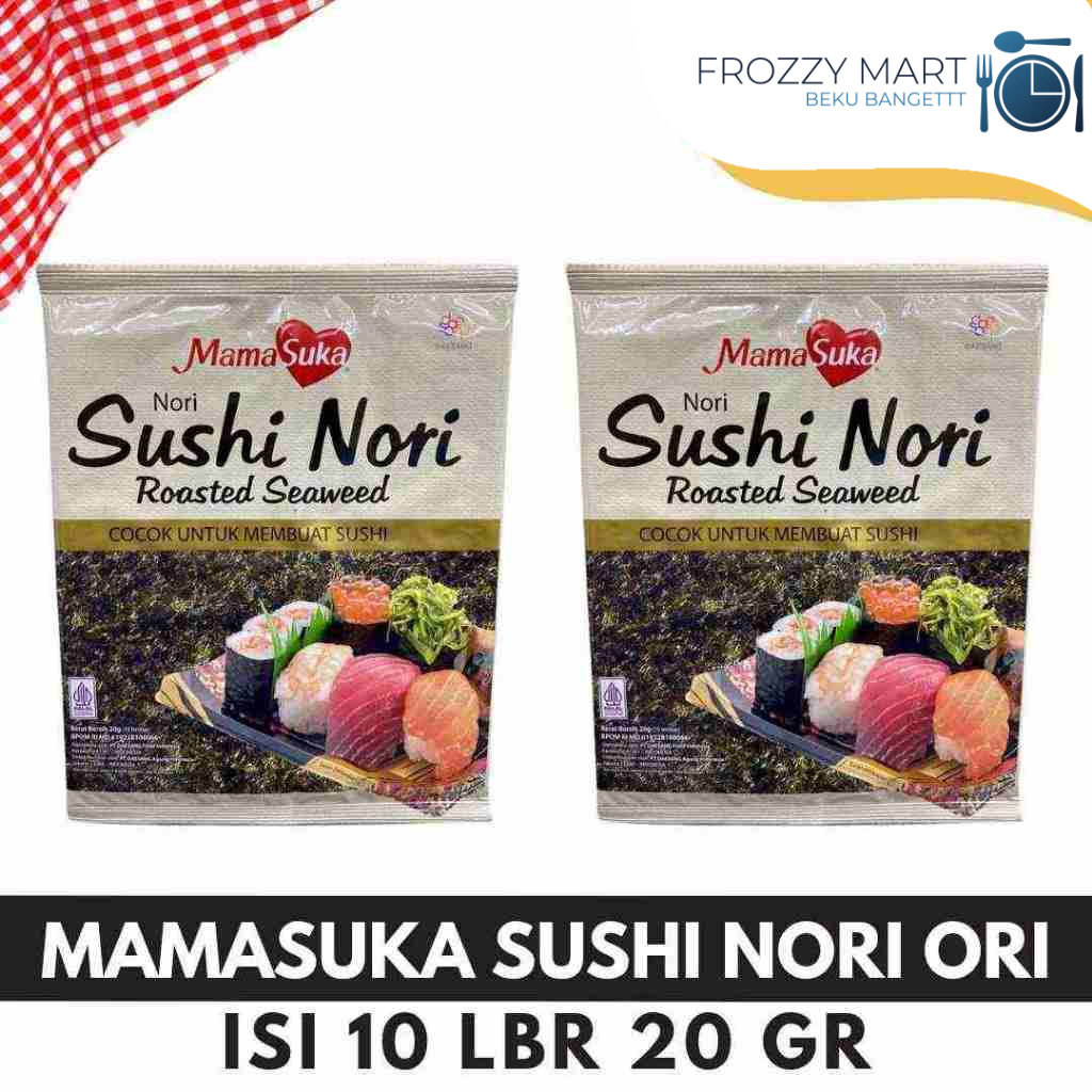 

MAMASUKA Sushi Nori Original – Isi 10 Lembar 20gr | Rumput Laut Panggang untuk Sushi / Onigiri