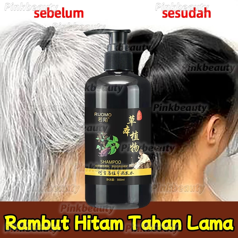 Original! Shampoo Uban Blackening 300ML Black Herbal Natural Shampo Penghitam Rambut Uban Shampo