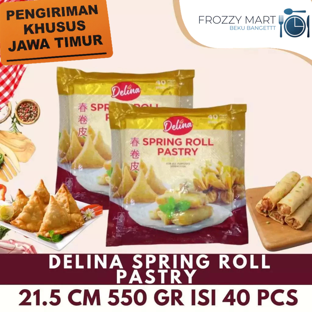 

DELINA Kulit Lumpia Spring Roll Pastry 12.5cm & 21.5cm – Isi 50 & 40 pcs