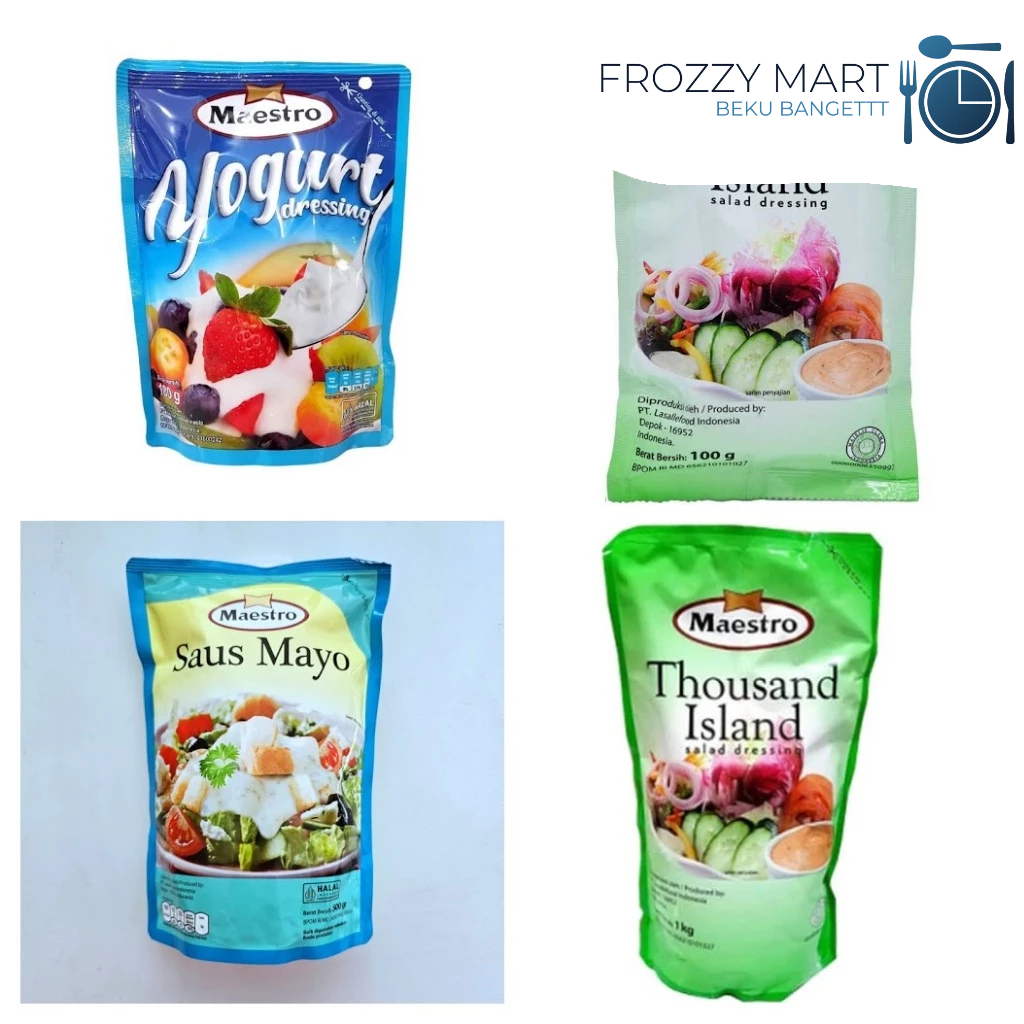 

Maestro Salad Dessing, Yogurt Dressing, Saus Mayo | Bikin makanan makin nikmat & praktis!