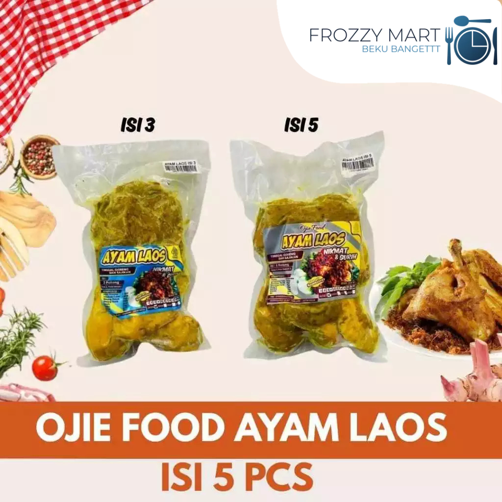 

OJIE FOOD Ayam Laos Frozen Isi 3 / Isi 5 – Ayam Bumbu Laos Siap Goreng / Kukus – Frozen Food Praktis