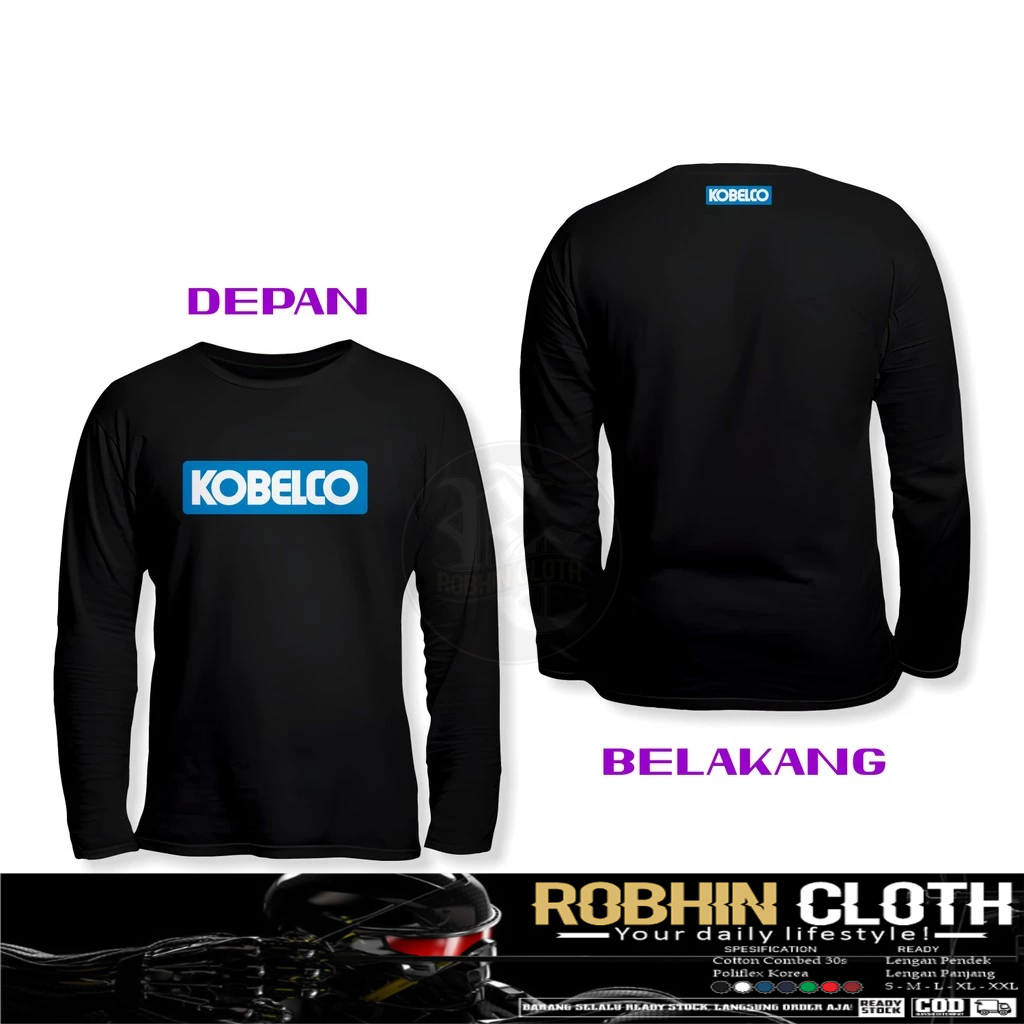 Kaos Baju Kobelco Logo DB Lengan Panjang Kaos Distro