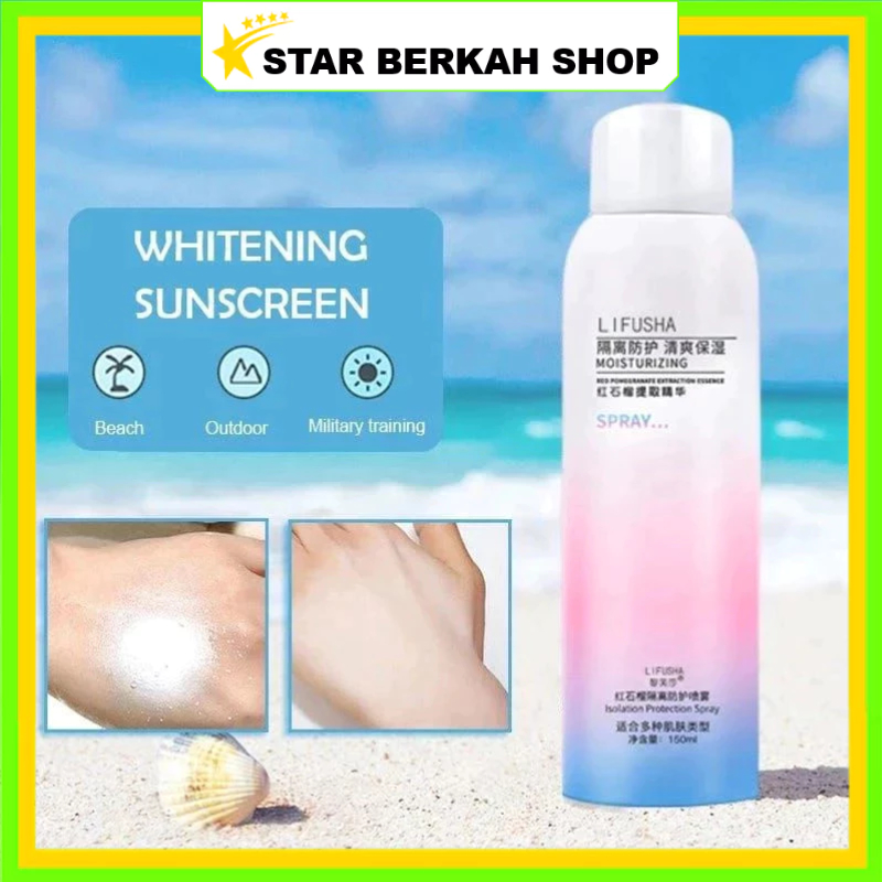 SBS lifusha spray pemutih kulit sunscreen spray 150ml