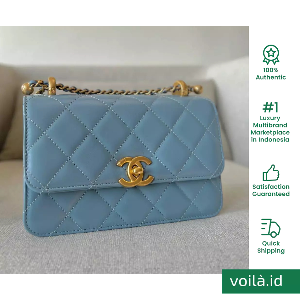 Chanel C24 Mini Flap Bag with Adjustable Strap Blue Ghw