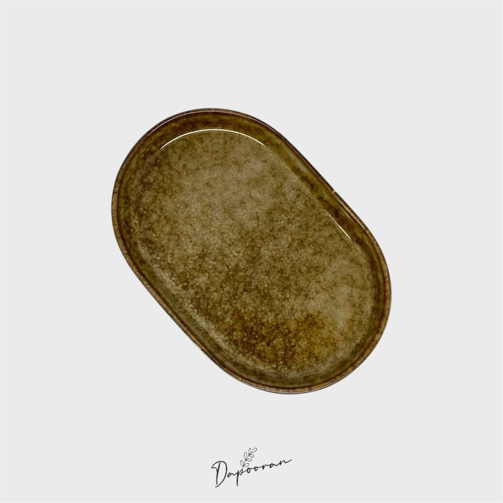 Grey Haze Oval Tray / Tray aksesoris keramik / piring snakx kecil 13x9cm