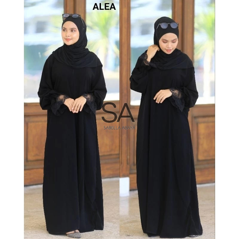 GAMIS HITAM ABAYA RENDA ALEA BUSUI HANDSOCK TILE MEWAH