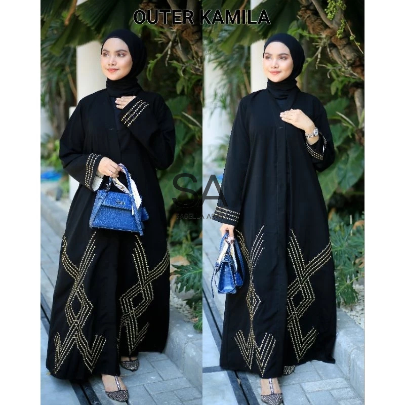 GAMIS HITAM BORDIR OUTER KAMILA