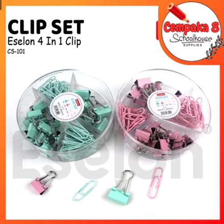 

Clip Eselon Set CS-101/ Clip Eselon Kemasan Mika Bulat 4 Sekat