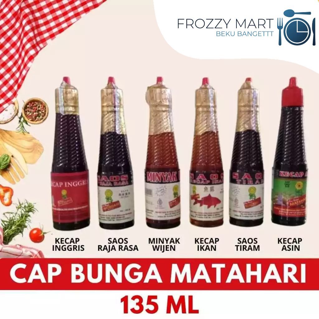 

Cap Bunga Matahari Saus 135ml – Kecap Asin, Minyak Wijen, Saus Tiram, Kecap Inggris, Kecap Ikan