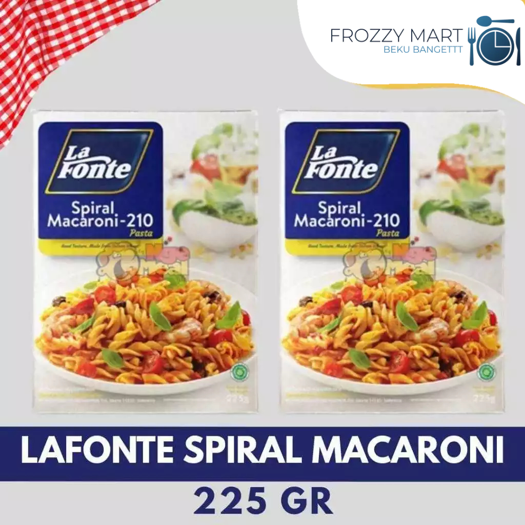

LAFONTE Spiral Macaroni 225gr / Macaroni with Cheese Flavour 63gr – Pasta & Mac & Cheese Instan