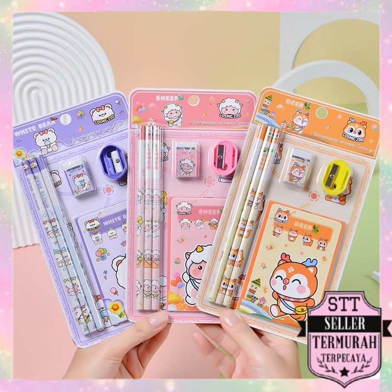 

STT Alat Tulis Set 6IN1 Stationery Set Lucu Karakter Kartun 6 IN 1 Perlengkapan Sekolah Anak-Anak TK Souvenir Ulang Tahun Anak Alat Tulis Birthday Souvenir Hampers