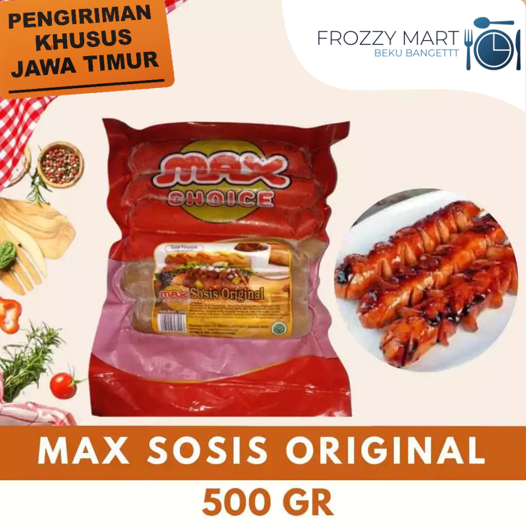 

MAX Sosis Original 500gr isi 6 Jumbo & Sosis Mini 500gr isi 10 – Sosis Ayam/Sapi Frozen