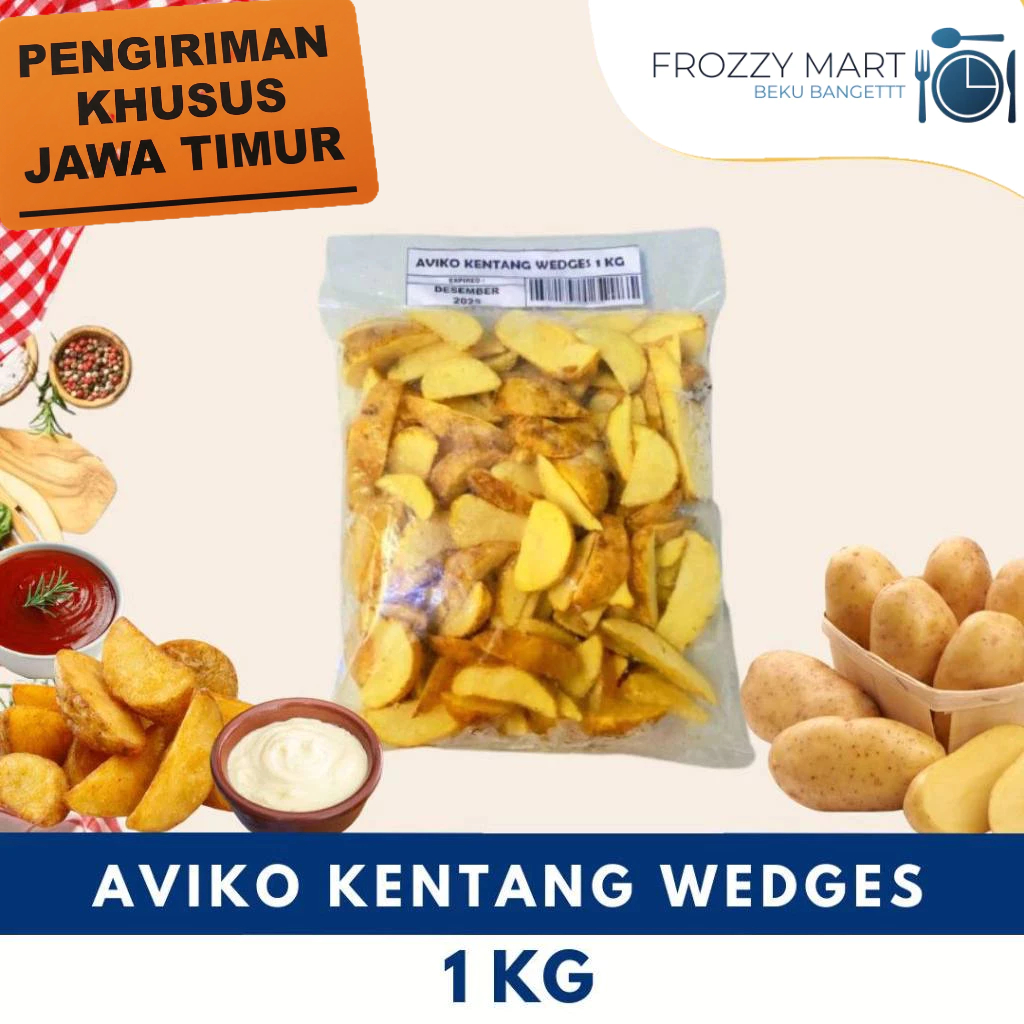 

AVIKO Kentang Wedges 1kg / 2.5kg – Frozen Potato Wedges Premium