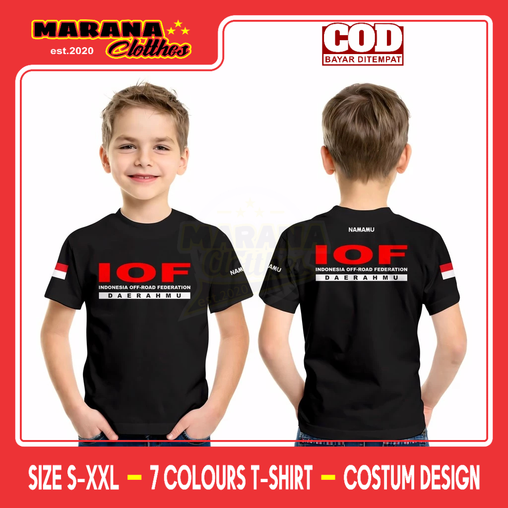 Kaos Anak IOF Indonesia Off-Road Federation Request Nama dan  Daerahmu DB Kaos Distro