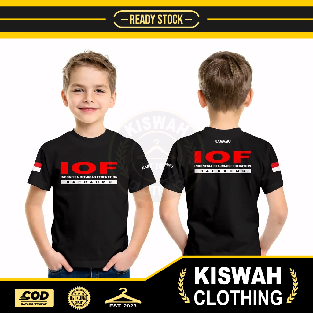 Kaos Tshirt Anak IOF Indonesia Off-Road Federation Request Nama dan  Daerahmu DB Kaos Distro