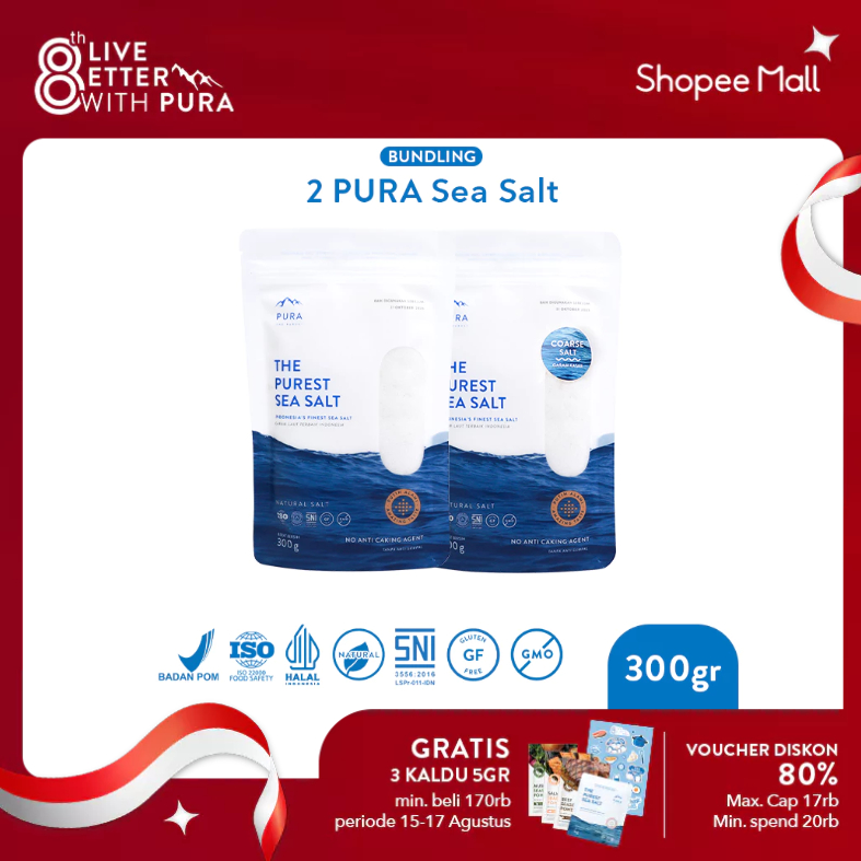 

Pura Sea Salt (300gr) 2 Pcs - Garam Laut - Garam Natural - Garam Tanpa Rafinasi - Garam Sehat - Garam Laut Murni - Garam Rendah Natrium - Garam Sehat Organik
