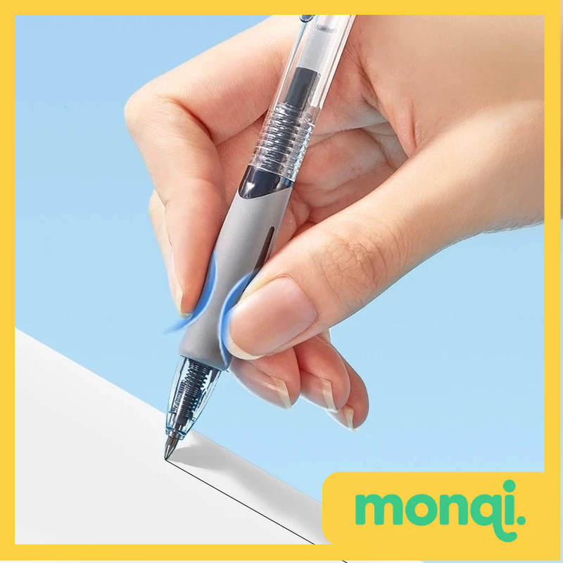 

MONQI Pulpen Standard Cetekan Transparant Pena Gel 0.5mm Alat Tulis Kantor Sekolah Pen Pencet Tinta Cair Bolpoint Polos Murah