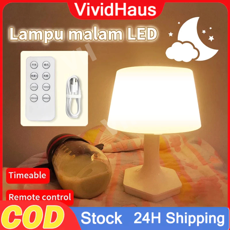 【✅Termurah-COD】Remote Control Lampu Malam Led Kecil Pelindung Mata Lampu Samping Tempat Tidur Pengis