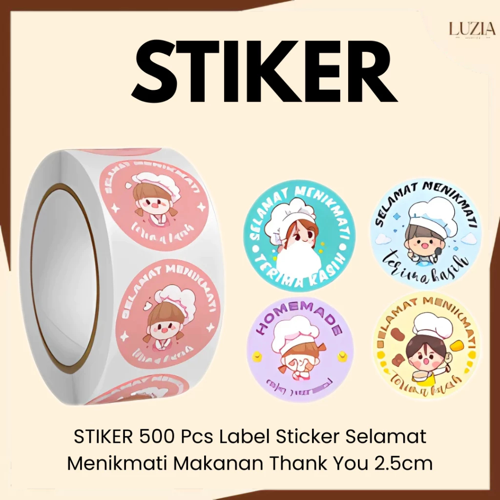 

STIKER 500 Pcs Label Sticker Selamat Menikmati Makanan Thank You 2.5cm - ST001