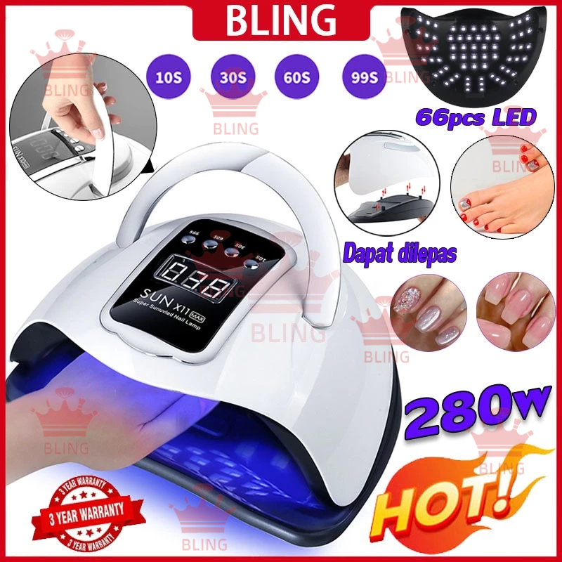 uv led nail SUN X11 280W 66Leds Dalam Full Hitam Lampu Pengering Kutek Gel Led UV Nail Lamp uv nail 