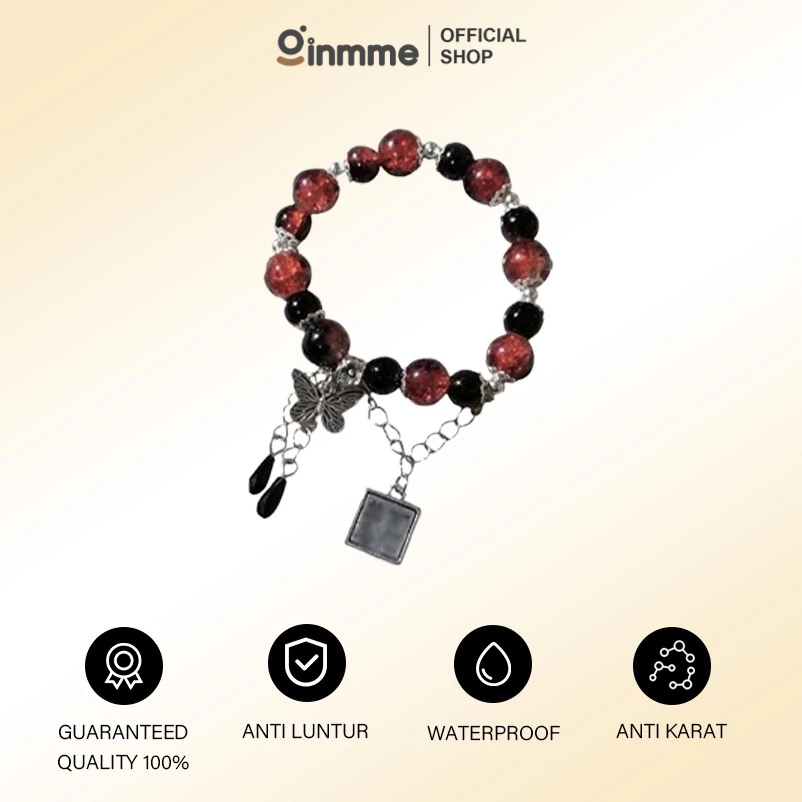 Ginmme Ginmme Gelang Manik Merah Berkat Resmi Surga Gelang Merah Gelang Rumbai Kupu-kupu Gaya Cina