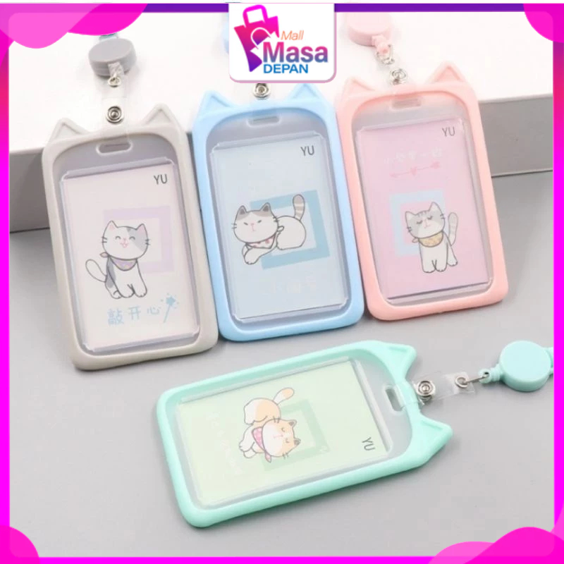 

MMD Name Tag Lanyard Gantungan Kartu Motif Kucing Kelinci Akses MRT Busway E-Money Flazz BRIzi Bentuk Karakter Hewan Warna Pastel Lanyart Card Holder Id Card