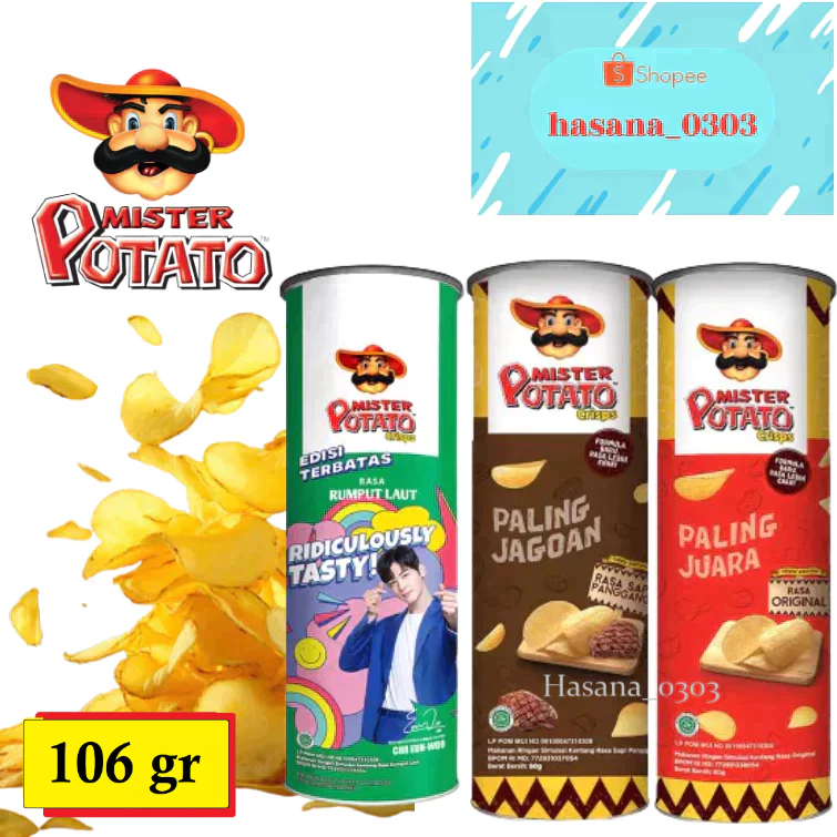 

Mister Potato Keripik Kentang Kaleng 106 gram [ Original, Sapi Panggan, Rumput laut ]