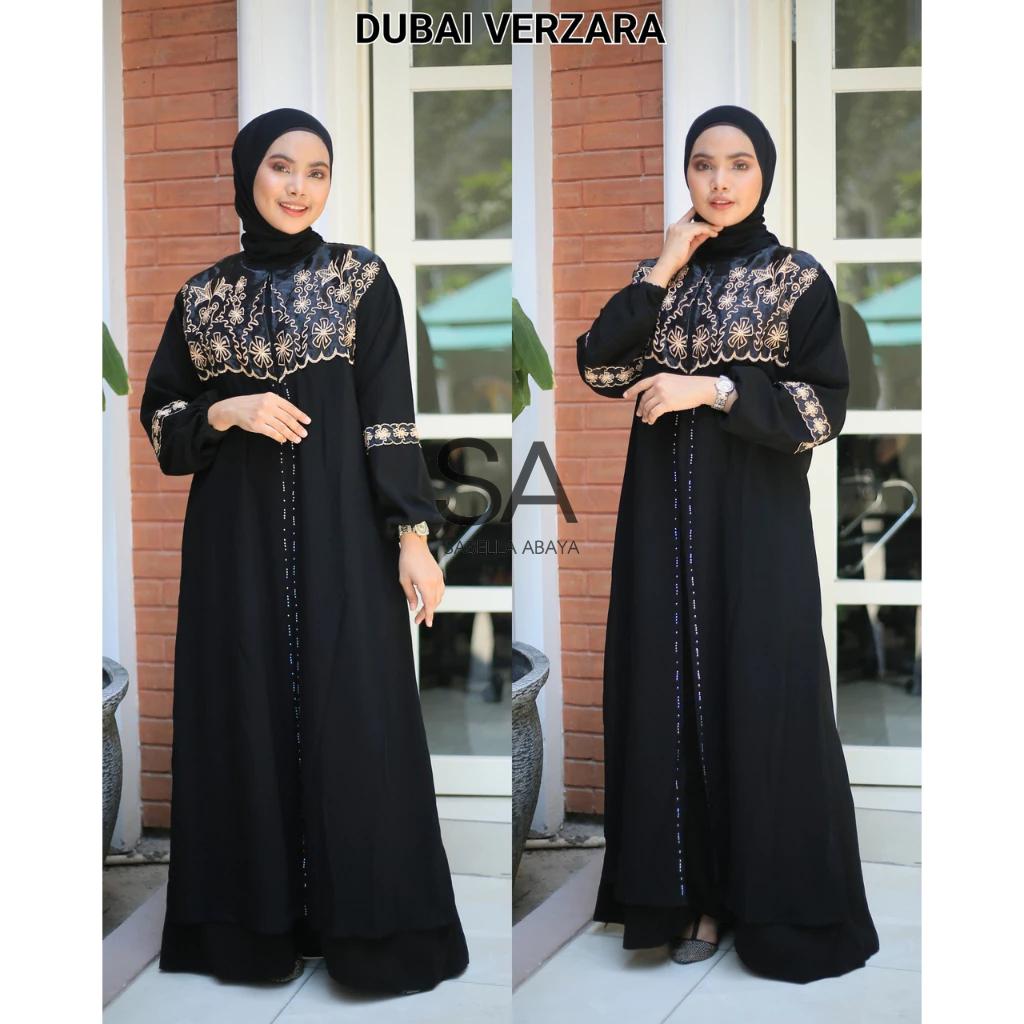 Abaya gamis hitam turkey dubai verzara busui jetblack ori saudi