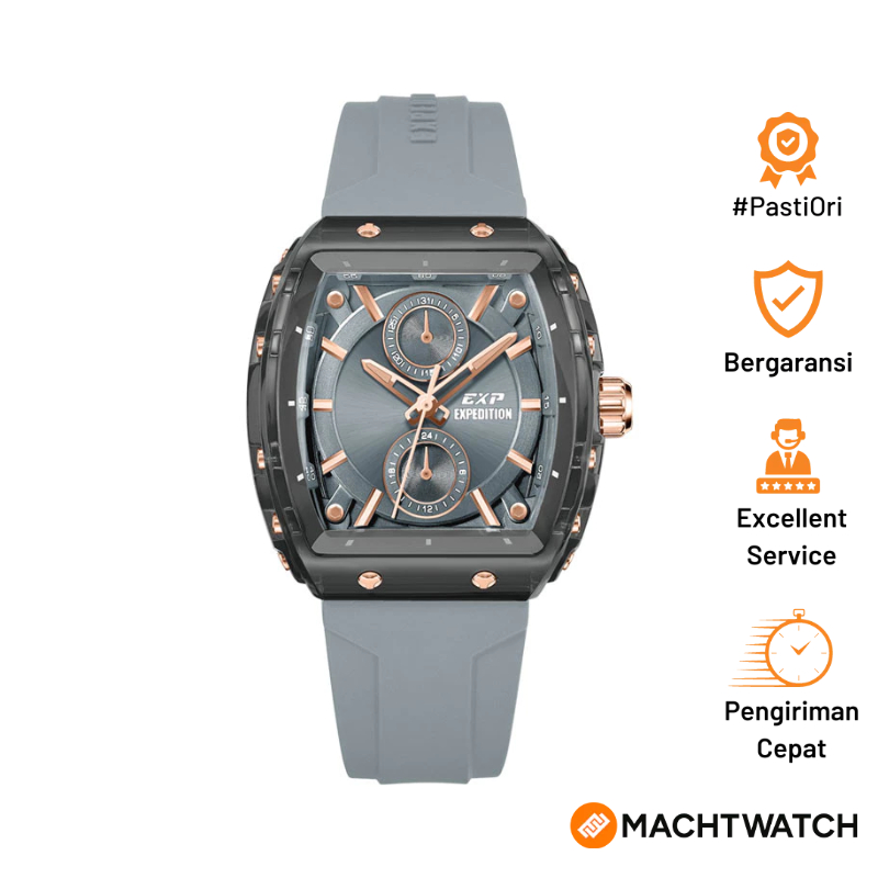 Jam Tangan Wanita Expedition E 6814 MF RRGDG Ladies Grey Dial Grey Rubber Strap