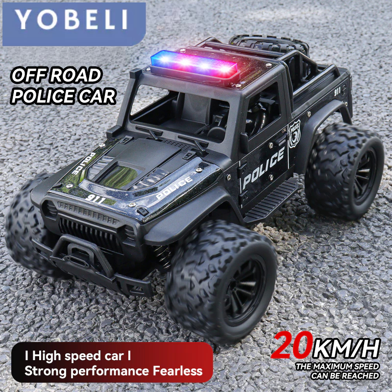 Mobil Polisi Remote Control 2.4GHZ Ukuran Besar Dengan Suara Sirine Dan Lampu