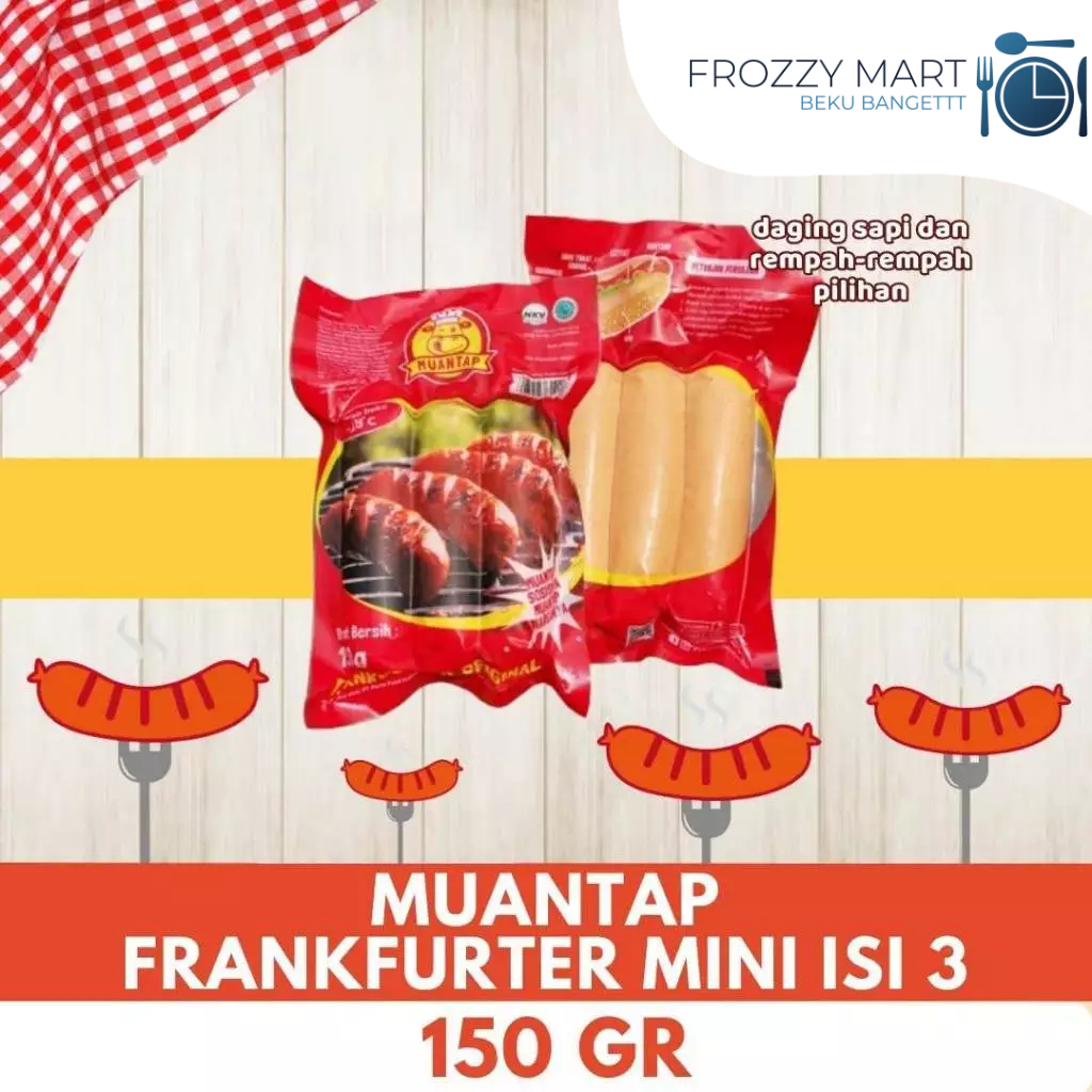 

MUANTAP Frankfurter Mini Isi 3 | Sosis Sapi Frozen 150gr – Camilan Praktis