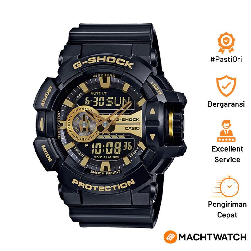 Jam Tangan Pria Casio G-Shock GA-400GB-1A9DR GA400GB GA-400GB Digital Analog Dial Black Resin Band