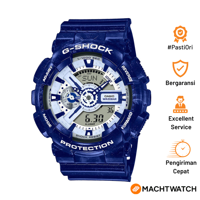 Jam Tangan Pria Casio G-Shock GA-110BWP-2ADR GA110BWP GA-110BWP Chinese Porcelain Digital Analog Dia