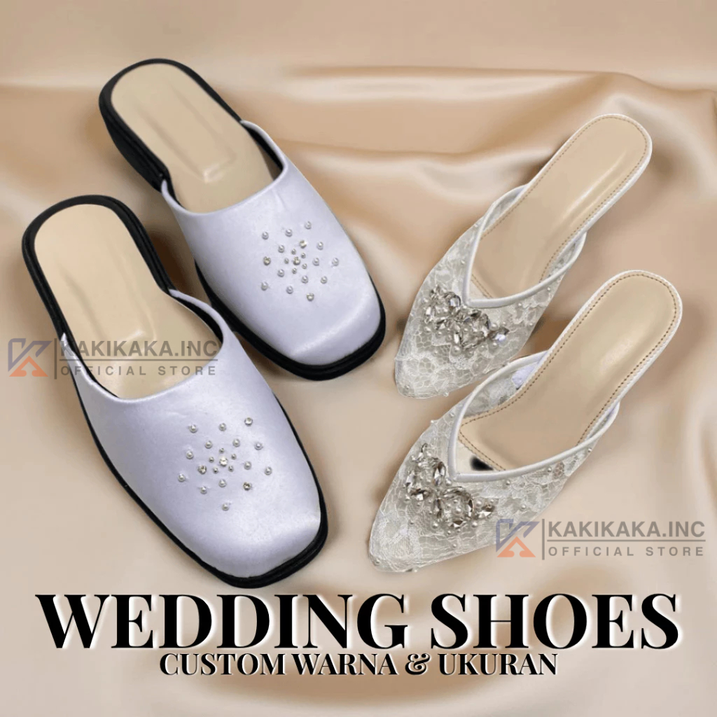 COUPLE PREMIUM Sepatu Pengantin Pasangan Pria dan Wanita, Selop Nikah Wedding Shoes