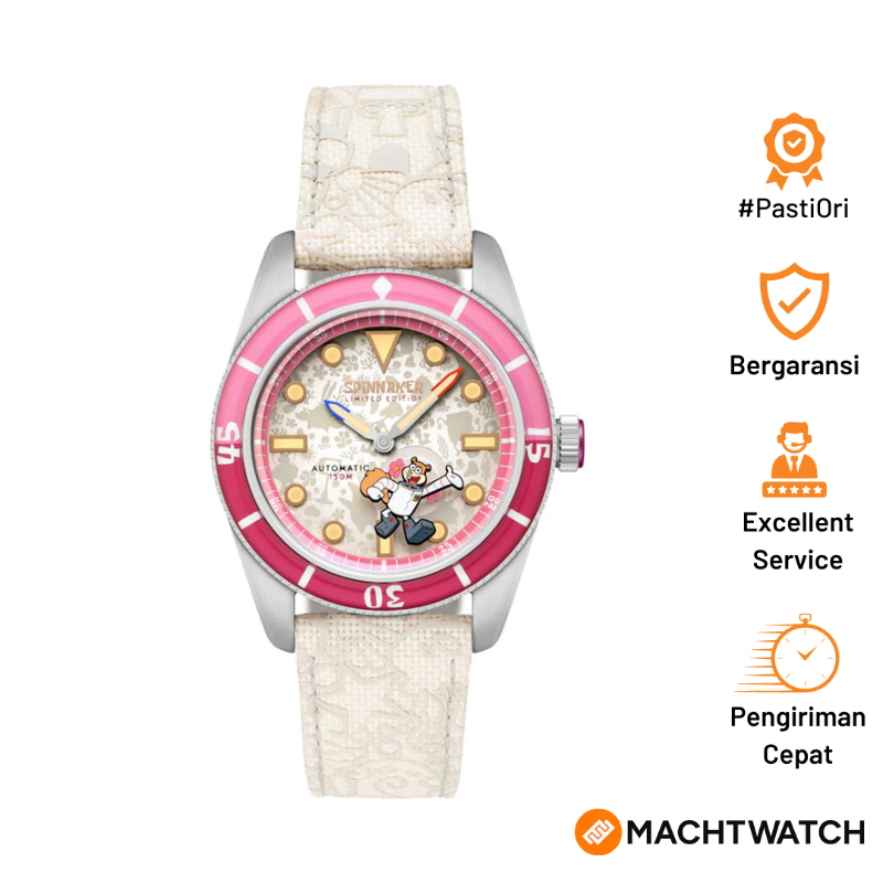 Jam Tangan Pria Spinnaker Fleuss SP-5160-03 Automatic SpongeBob SquarePants Frenemies Sandy White Li