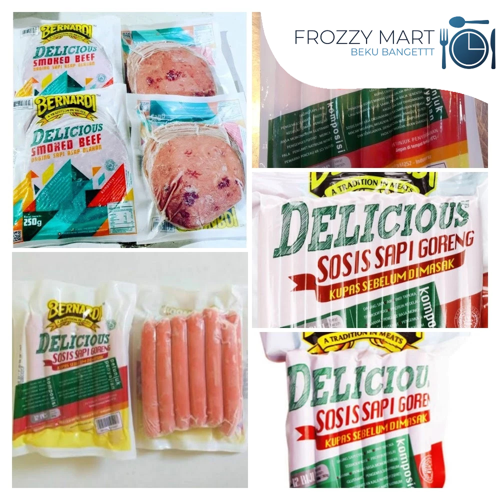 

Bernardi Delicious Series Produk | Sosis Sapi Delicious isi 6, 12, 25 & Smoked Beff Delicious