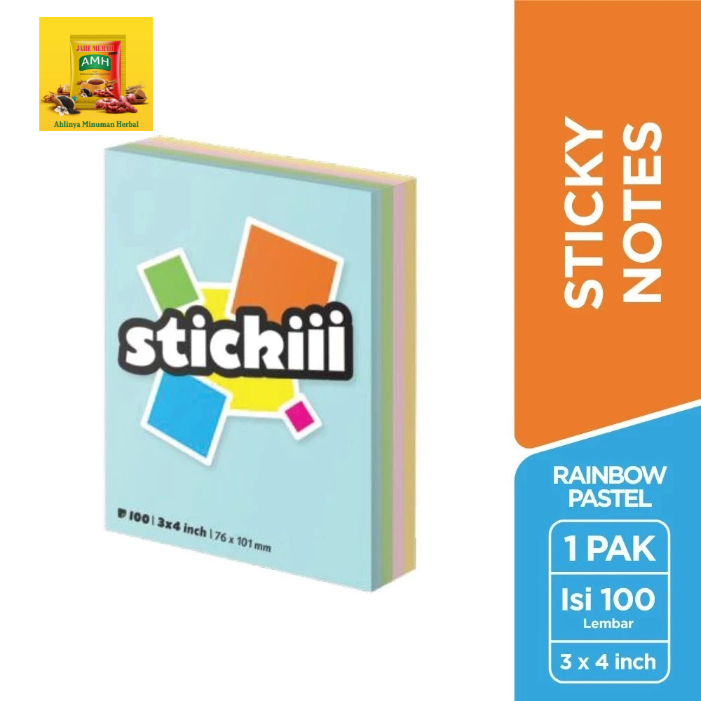 

Stickiii Sticky Notes Rainbow Pastel 3 X 4 Inc | Sticky Note