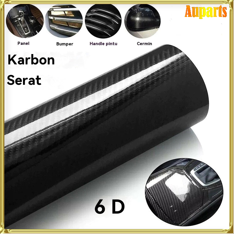 1.5M Sticker Carbon Mobil 6D Glossy Skotlet karbon kevlar Motor Skotlet Carbon Black Premium Tahan P