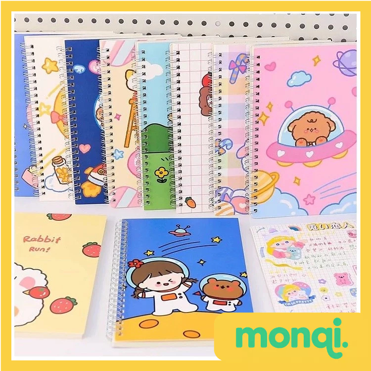 

MONQI Buku Catatan Notebook A5 Isi 60 Lembar Buku Diary Aesthetic Motif Kartun Gaya Retro Buku Tulis Garis A5 Spiral Murah
