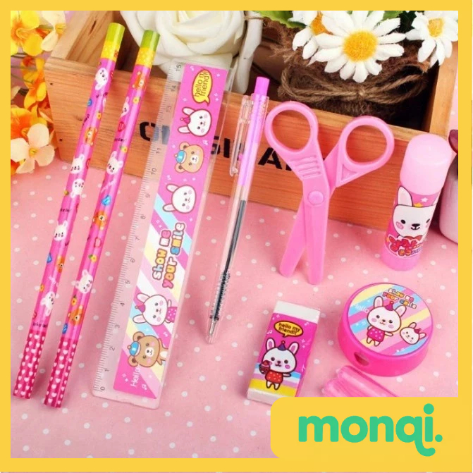 

MONQI Paket Alat Tulis set 8in1 Stationery Set Study Set Anak Karakter Set Alat Tulis Anak TK