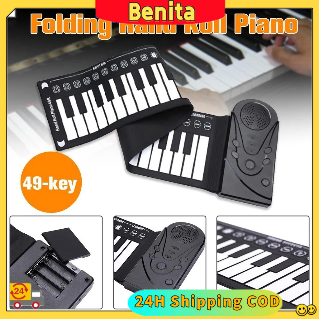 【24H COD】✨88/49 Keys✨ Piano Keyboard Portable Lipat Silikon Fleksibel Hand Roll Up bisa audio ekster