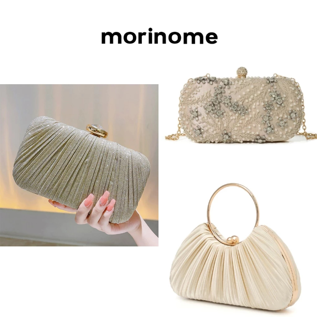 Tas Clutch Wanita Party Tas Selempang Elegan Tas Pesta Kondangan Glitter Emas Rantai Clutch Bag amo