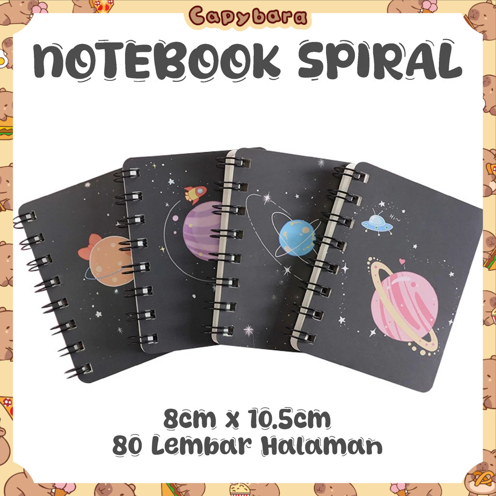 

Notebook A7 Buku Catatan Planet Kartun Buku Kecil Mini Note Book Spiral Buku Tulis S-NB012