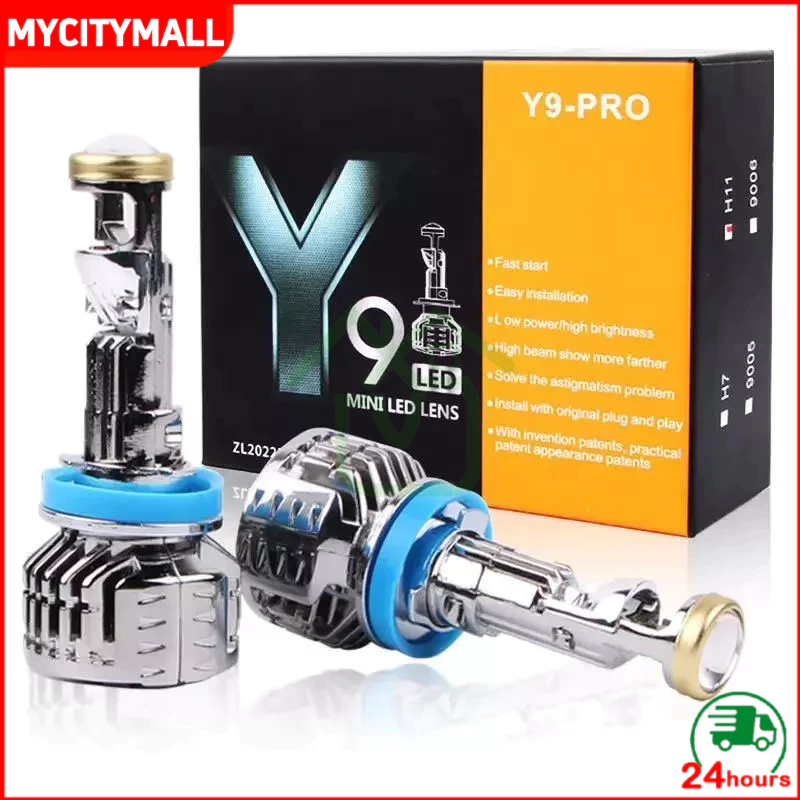 (Sepasang 2PCS) Y9 Pro Mini Projector H4 Lampu Led Mobil H11 aes 50 Watt Lampu Led Y7d H4 Original F